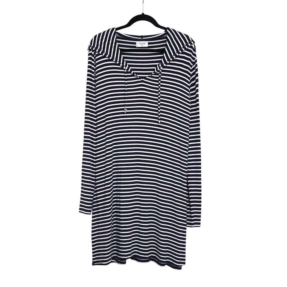 Coolibar Mott 50 Sun Protective Nautical Bamboo Striped Hooded Dress XL UPF 50